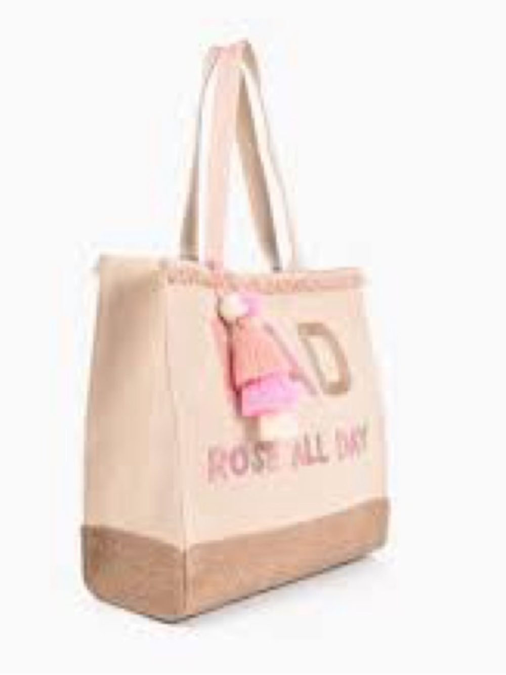 RAD Rosé All Day Canvas Tote Bag in Cream and Pink - Picture 4 of 9
